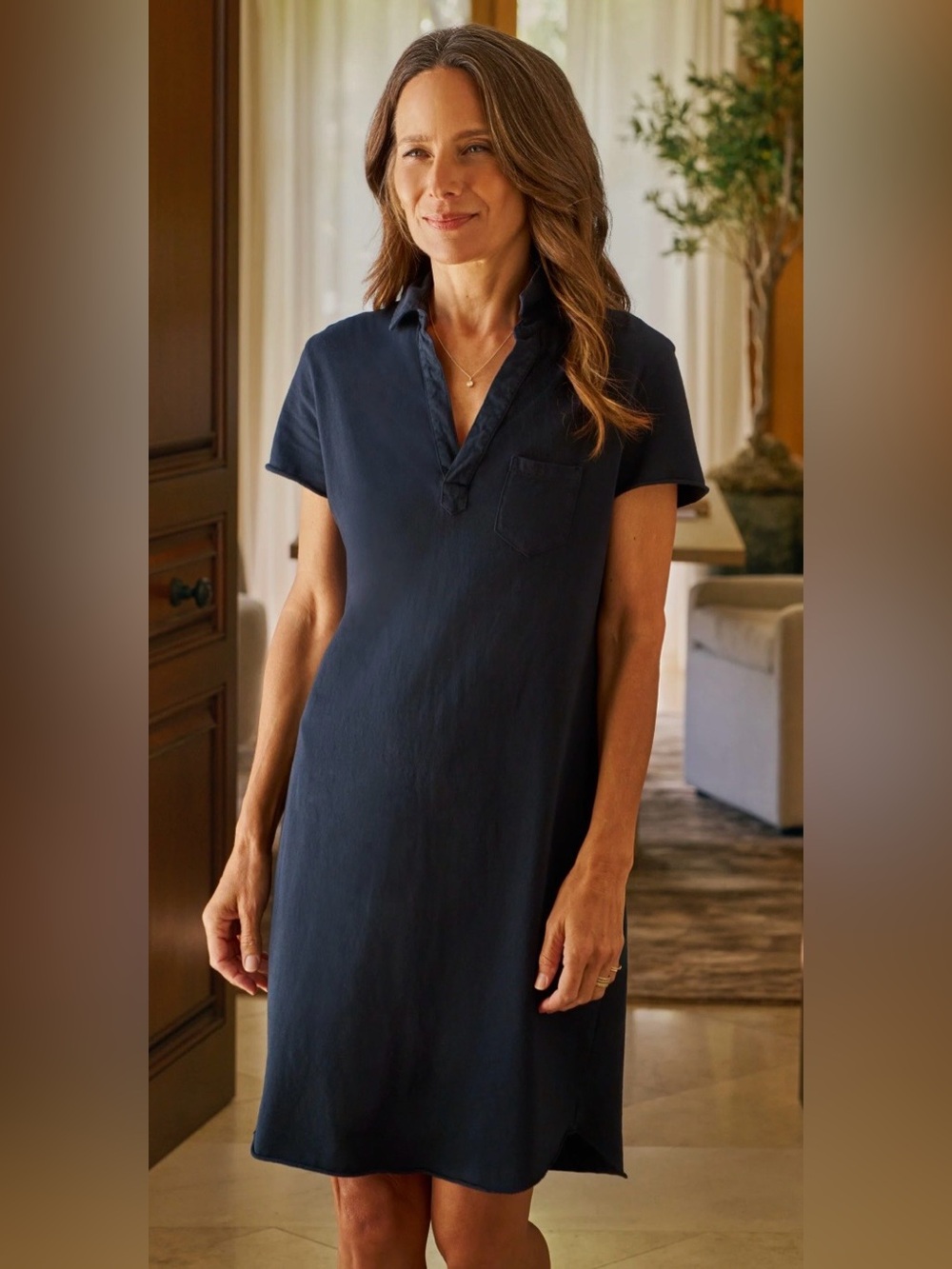 Frank & Eileen Lauren Heritage Jersey Polo Dress Navy NWOT